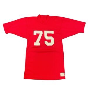 Vintage 60s 70s Sand Knit Red #75 Mesh Football Jersey Size Medium USA